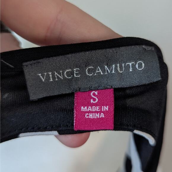 Vince Camuto Black & White Bodycon Sleeveless Back Cutout Dress Size Small - Picture 5 of 7
